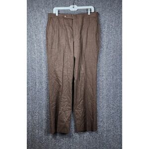 Sansabelt Dress Slacks Mens 34x30 Brown 100% Wool Vintage Beltless Trousers